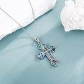 wholesale 925 Sterling Silver Blue Abalone Shell Inlay Cross Pendant Necklace with Chain - Religious Jewelry for Men & Women-0-1