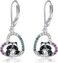 wholesale TOUPOP Panda Earrings Sterling Silver Colorful Heart Dangle Drop Cute Animal Earrings For Women Panda Jewelry Birthday Christmas Gifts -0-0