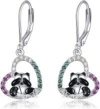 wholesale TOUPOP Panda Earrings Sterling Silver Colorful Heart Dangle Drop Cute Animal Earrings For Women Panda Jewelry Birthday Christmas Gifts -undefined