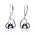 TOUPOP Sterling Silver Stone Panda Heart Dangle Earrings for Women-0-0