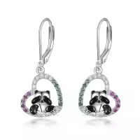 TOUPOP Sterling Silver Stone Panda Heart Dangle Earrings for Women-undefined