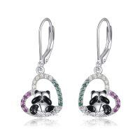 TOUPOP Sterling Silver Stone Panda Heart Dangle Earrings for Women-undefined