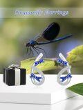 wholesale 925 Sterling Silver Dragonfly Stud Earrings with Blue Enamel and Cubic Zirconia - Perfect Gift for Women & Girls-0-3