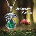 wholesale 925 Sterling Silver Mushroom Pendant Necklace With Black Onyx Platinum Plated-0-27