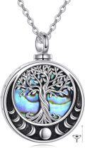 wholesale 925 Sterling Silver Abalone Shell Tree of Life Cremation Jewelry Keepsake Pendant Necklace with Funnel and Fill Tool-0-0