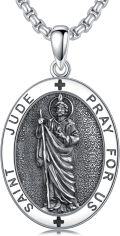 wholesale 925 Sterling Silver  Oval Saint Jude Pendant Necklaces for Men & Women-0-0