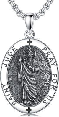 wholesale 925 Sterling Silver  Oval Saint Jude Pendant Necklaces for Men & Women-L Saint Jude Necklace
