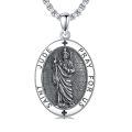 wholesale 925 Sterling Silver  Oval Saint Jude Pendant Necklaces for Men & Women-0-0