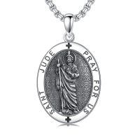 wholesale 925 Sterling Silver  Oval Saint Jude Pendant Necklaces for Men & Women-L Saint Jude Necklace