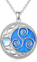 wholesale TOUPOP Celtic Moon Necklaces With Moonstone For Women Sterling Silver Blue Opal Triskele Pendant Necklaces For Her Girls Jewelry Birthday Anniversary Christmas Gifts -0-0