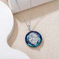 wholesale 925 Sterling Silver Blue Crystal Lion Head Pendant Necklace-0-1