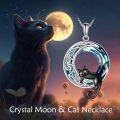 wholesale 925 Sterling Silver Black Cat Moonstone Pendant Necklace for Women Girls s-0-1