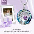 wholesale TOUPOP Tree Of Life Birthstone Necklaces For Women White Gold Plated 925 Sterling Silver Irish Celtic Tree Jewelry Austrian Crystal Necklace Birthday Anniversary Christmas Gifts For Women Her Wife -0-2