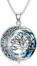 wholesale TOUPOP Birth Flower Necklace Floral Pendant Necklaces Dainty Moon Flower Jewelry S925 Sterling Silver With Blue Crystal Birthday Gifts For Women (a-14-gypsophila) -0-0