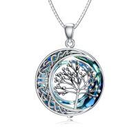 TOUPOP Sterling Silver Blue Crystal Gypsophila Birth Flower Necklace-undefined