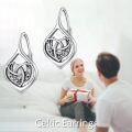 wholesale 925 Sterling Silver Celtic Knot Heart Shape Hypoallergenic Leverback Dangle Drop Earrings for Women and Teen Girls-0-1
