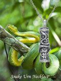 wholesale TOUPOP Snake Urn Necklaces For Ashes, Cylinder Bar Urn Necklace 925 Sterling Silver Celtic Snake Keepsake Necklace For Ashes Memorial Cremation Jewelry For Ashes Gifts For Women Men -0-1