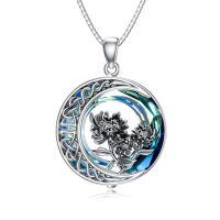 TOUPOP Sterling Silver Blue Crystal Birth Flower Necklace November Chrysanthemum-undefined