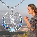 wholesale 925 Sterling Silver Tree of Life Goddess Moon Phase Pendant Necklaces with Abalone Shell and Opal Stone for Women's Spiritual-0-5