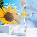 wholesale 925 Sterling Silver Yellow Gold Plated Cubic Zirconia Sunflower Faith Cross Pendant Necklace-0-4