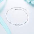 wholesale 925 Sterling Silver Women's Infinity Ankle Anklet with Crystal Accents and Adjustable Chain Length-0-1