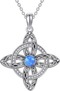 wholesale Sterling Silver Witches Knot Pendant with Moonstone Moss Agate Turquoise Abalone Shell Opal-Opal