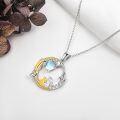 wholesale 925 Sterling Silver Moon & Rabbit Pendant Necklace with Opal Stone - Perfect Easter or Mother's Day Gift for Her-0-3
