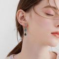wholesale 925 Sterling Silver Rose Drop Earrings Wholesale With Black Stones-0-3
