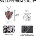 wholesale 925 Sterling Silver &  Knights Templar Cross Shield Pendant 26 Chain Armor of God Bible Verse Gift-0-2