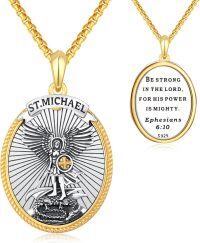 wholesale 925 Sterling Silver St Michael Pendant Necklace with Bible Verse Protection Christian Catholic  for Men Boys Fathers Day-St Michael-3