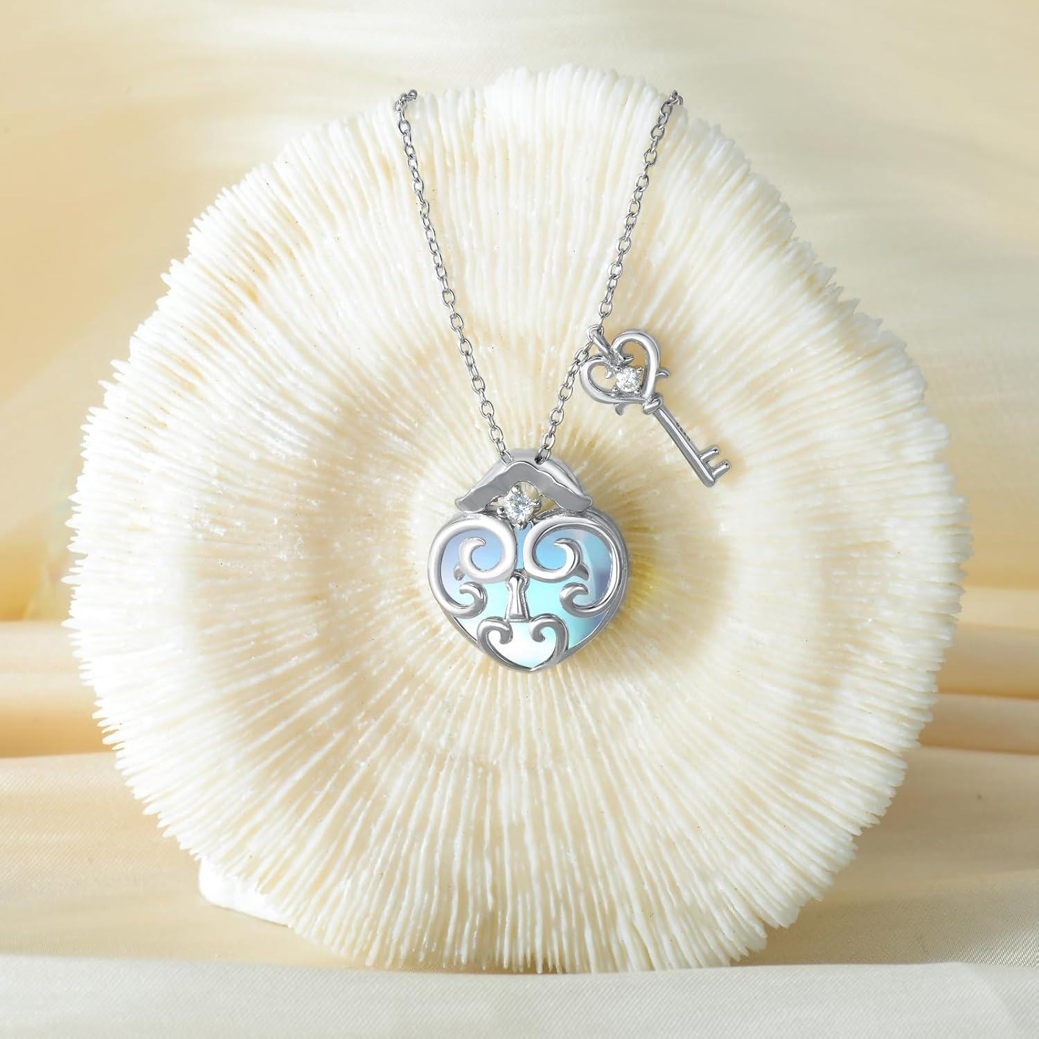  Metal Sterling Silver Stone Key Necklace 10th 18th 21st Birthday Pendant Jewelry Women Gift -0-2