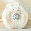 wholesale 925 Sterling Silver Heart-Shaped Blue Opal Key Pendant Necklace for Women's Gifts-0-1