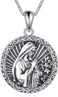 wholesale 925 Sterling Silver Virgin Mary Pendant Necklace with Oxidized Finish – Elegant Religious Jewelry Gift-0-0