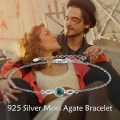 wholesale 925 Sterling Silver Green Moss Agate Infinity Link Bracelet for Women-0-3