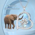 wholesale 925 Sterling Silver Heart Elephant Pendant Necklace Wholesale With Moonstone-0-3
