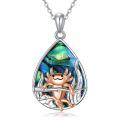 wholesale 925 Sterling Silver Axolotl Pendant with Labradorite and Abalone Shell Necklace-0-0