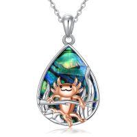 wholesale 925 Sterling Silver Axolotl Pendant with Labradorite and Abalone Shell Necklace-Axolotl