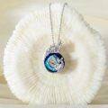 wholesale 925 Sterling Silver Phoenix Round Cut Glass Necklace with Chain 24 - Gift Boxed-0-3