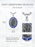 wholesale 925 Sterling Silver & Blue Enamel St Christopher Medal Pendant Necklace with Chain - Catholic Protection s for Men/Women-0-1