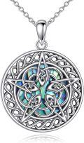 wholesale 925 Sterling Silver Abalone Shell Celtic Knot Pentacle Pendant Necklace-0-0