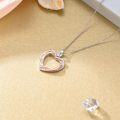 wholesale 925 Sterling Silver Heart Pendant with Diamonds and Rose Gold Accents - 20 Inches Chain Length-0-2
