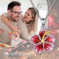 wholesale 925 Sterling Silver Enamel Hibiscus Flower Pendant Necklace for Women Mother Gifts-0-3