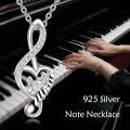 wholesale 925 Sterling Silver Heart-Shaped Treble Clef with Cubic Zirconia Pendant Necklaces for Women Musical s-0-2