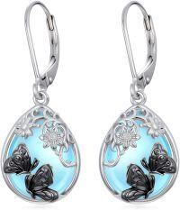 wholesale 925 Sterling Silver Teardrop Blue Moonstone Butterfly Leverback Earrings-Style 5