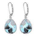 wholesale 925 Sterling Silver Blue Moonstone Butterfly Floral Drop Earrings For Women-0-0