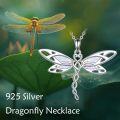 wholesale 925 Sterling Silver Opal Dragonfly Pendant Necklace for Women Nature Lovers' Gift-0-4