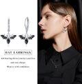 wholesale 925 Sterling Silver Black Crystal Bat Drop Earrings for Women Girls Halloween Costume Accessories Gift-0-5
