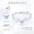 wholesale 925 Sterling Silver Blue Butterfly Crystal Charm Ankle Anklet for Women's Gifts-0-3