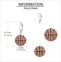 wholesale 925 Sterling Silver Basketball Dangle Earrings with Orange Crystal Accents for Sport Lovers Gift-0-3