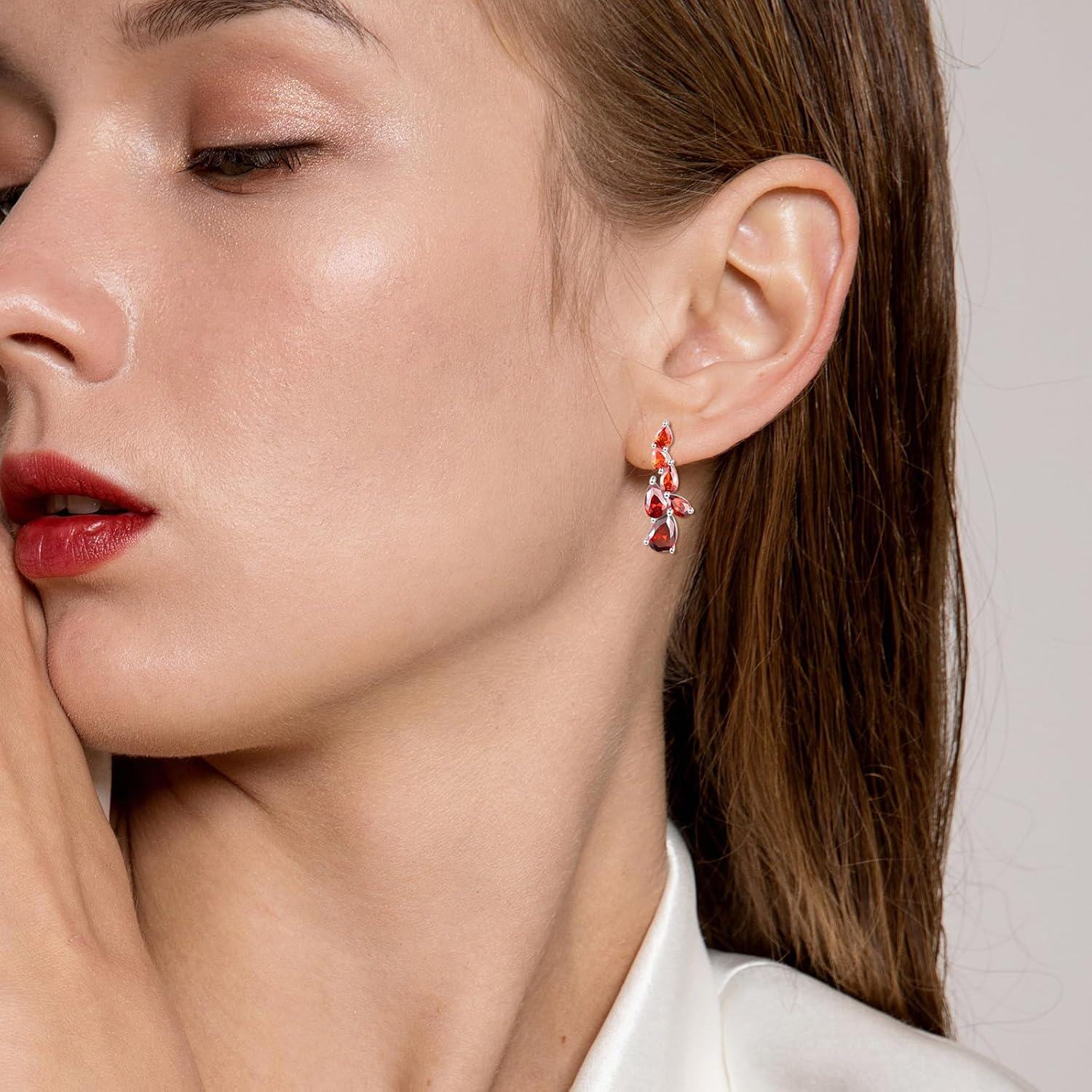 wholesale 925 Sterling Silver Birthstone Teardrop Dangle Earrings for Women-0-3